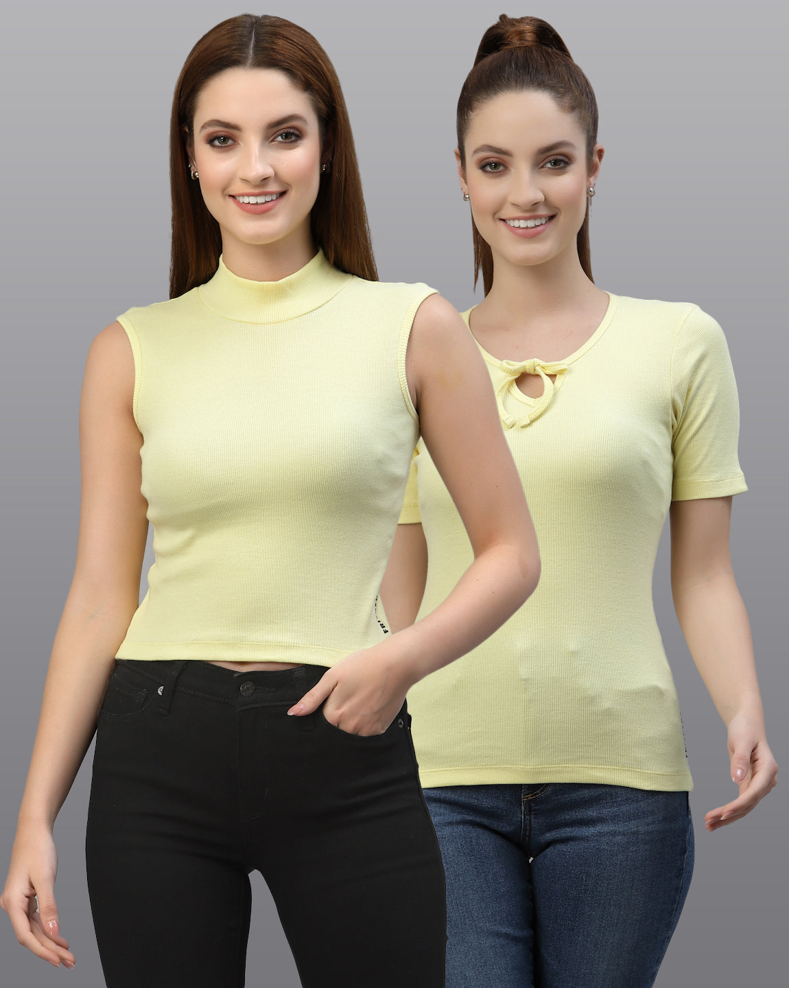 Women Pack Of 2 Pure Cotton Fitted Top - Friskers