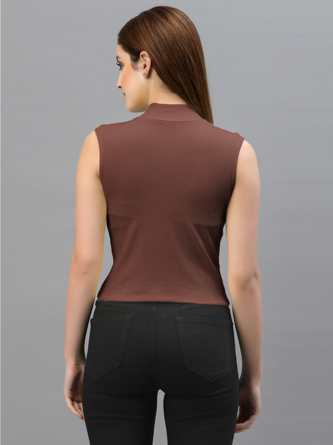 Women Solid Sleeveless Crop Top - Friskers
