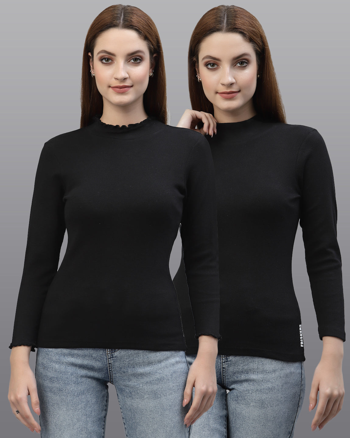 Women Pack Of 2 Pure Cotton Ribbed Top - Friskers