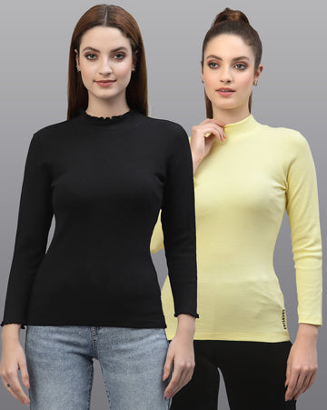 Women Pack Of 2 Pure Cotton Ribbed Top - Friskers