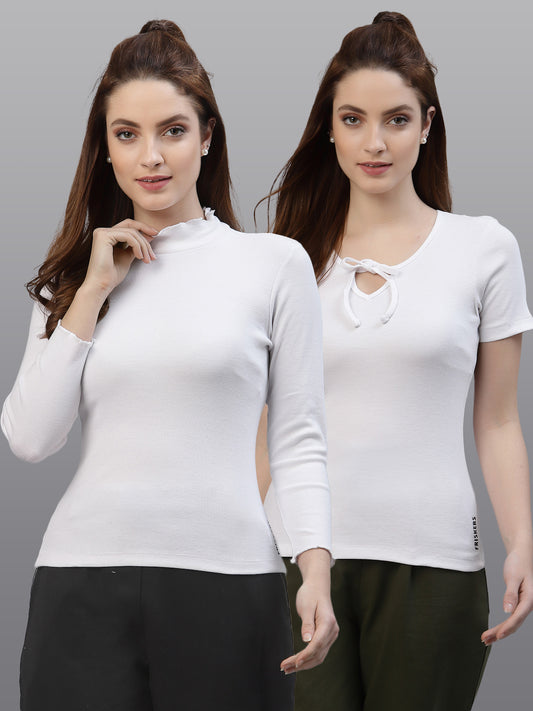 Women Pack Of 2 Pure Cotton Ribbed Top - Friskers