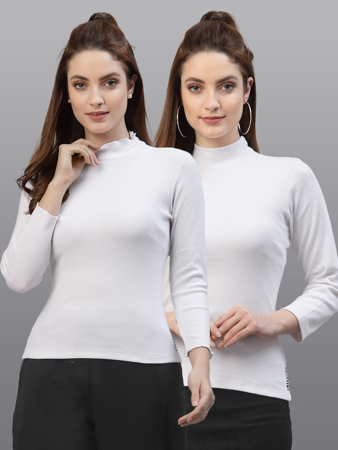 Women Pack Of 2 Pure Cotton Ribbed Top - Friskers