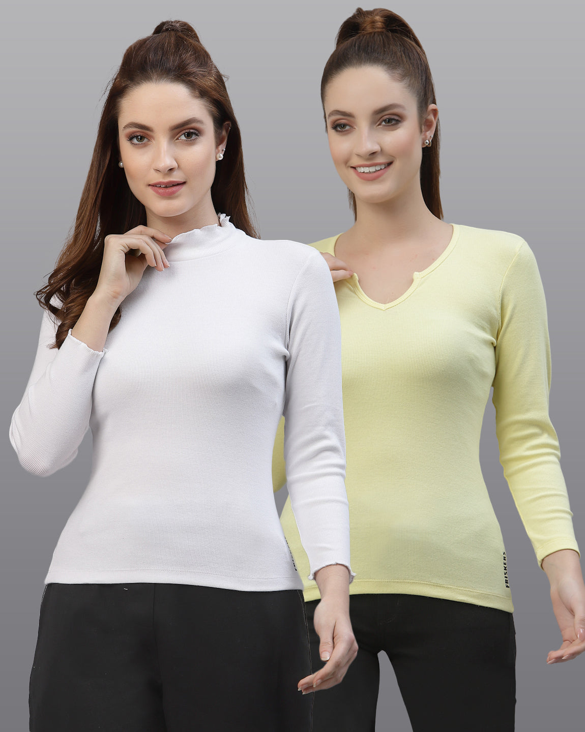 Women Pack Of 2 Pure Cotton Ribbed Top - Friskers