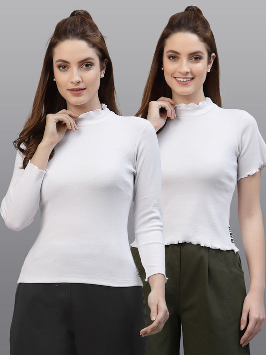 Women Pack Of 2 Pure Cotton Ribbed Top - Friskers