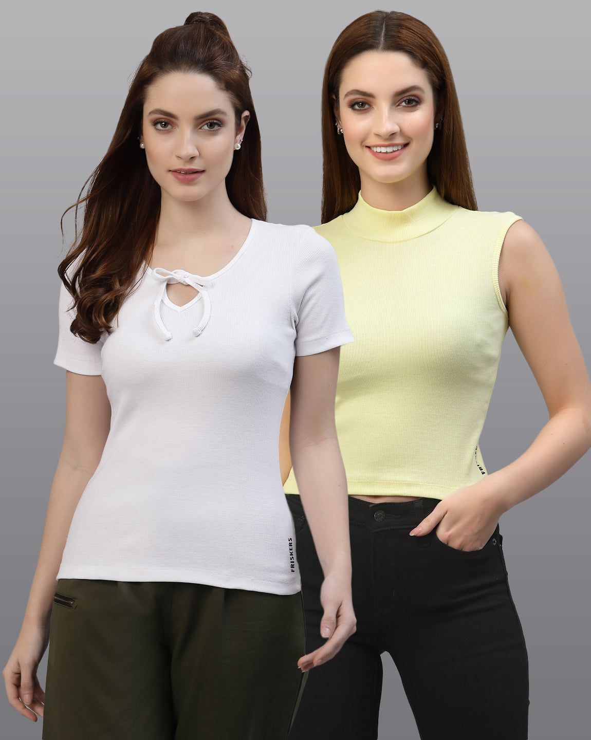 Women Pack Of 2 Pure Cotton Ribbed Top - Friskers