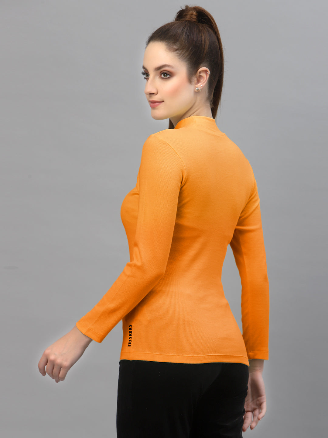 Women Pack Of 2 High Neck Full Sleeves Fitted Cotton Top - Friskers