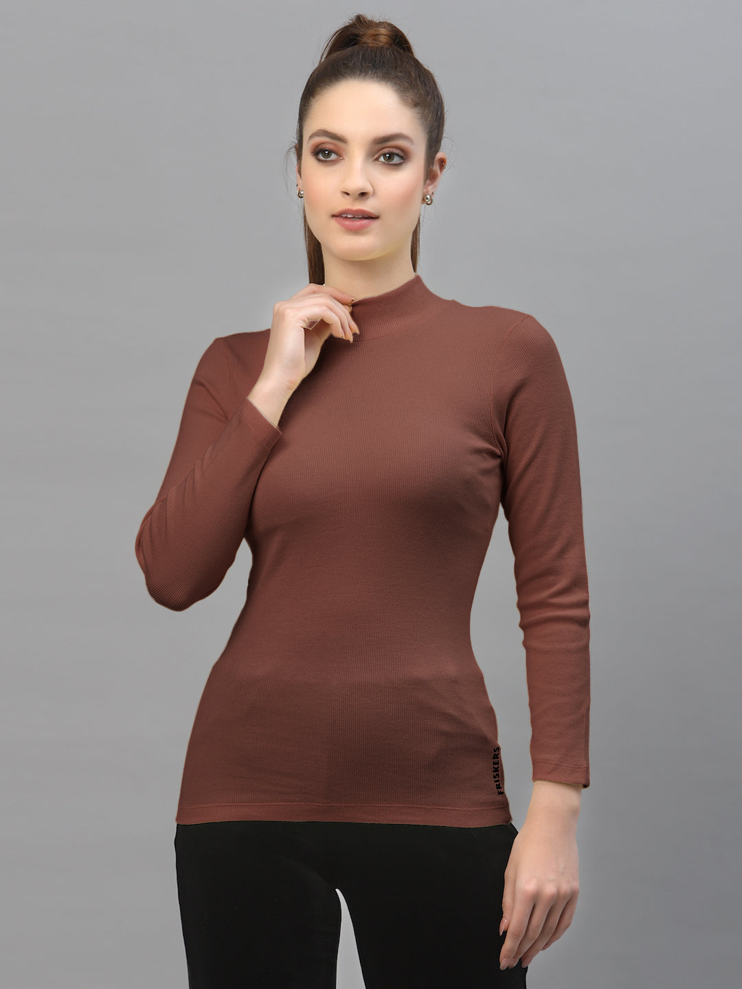 Women Pack Of 2 High Neck Full Sleeves Pure Cotton Top - Friskers