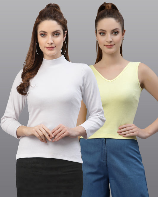 Women Pack Of 2 Pure Cotton Casual Top - Friskers