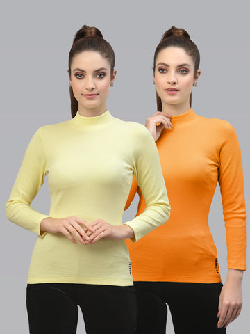 Women Pack Of 2 High Neck Full Sleeves Knitted Top - Friskers