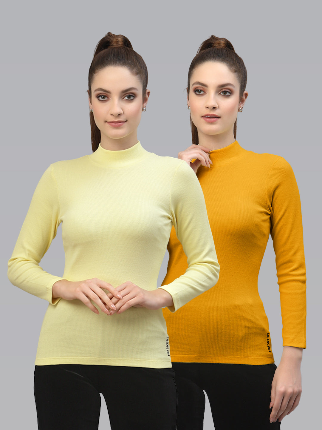 Women Pack Of 2 High Neck Full Sleeves Knitted Top - Friskers