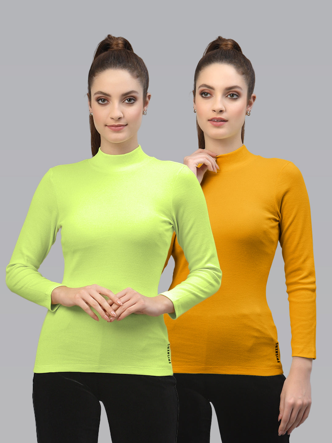 Women Pack Of 2 High Neck Pure Cotton sustainable Top - Friskers