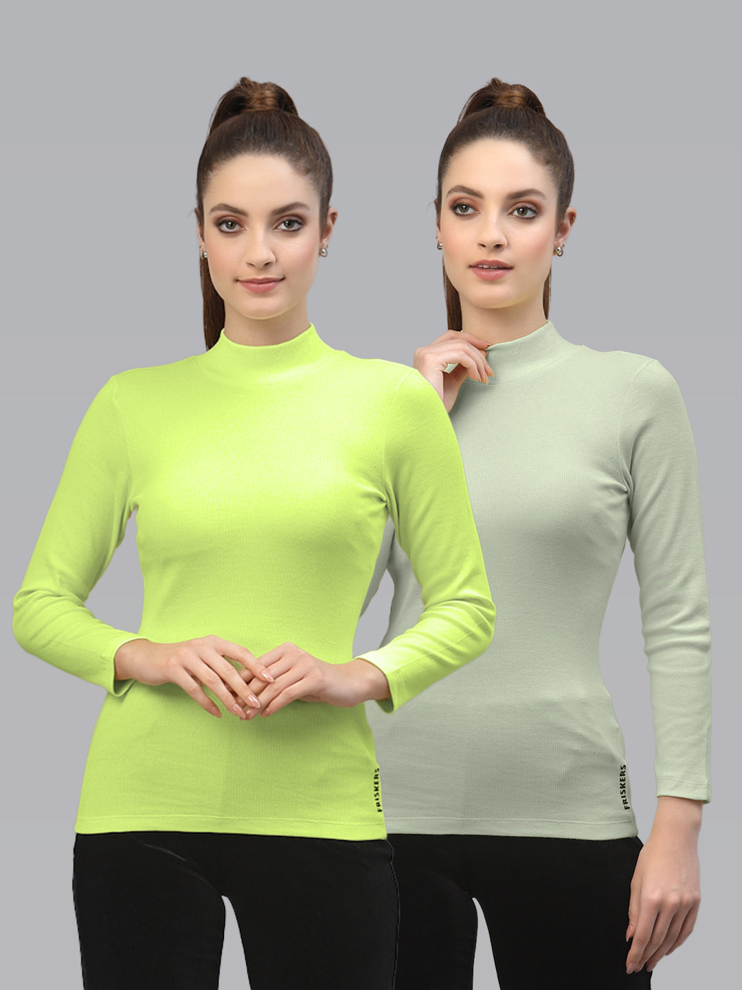 Women Pack Of 2 High Neck Pure Cotton sustainable Top - Friskers