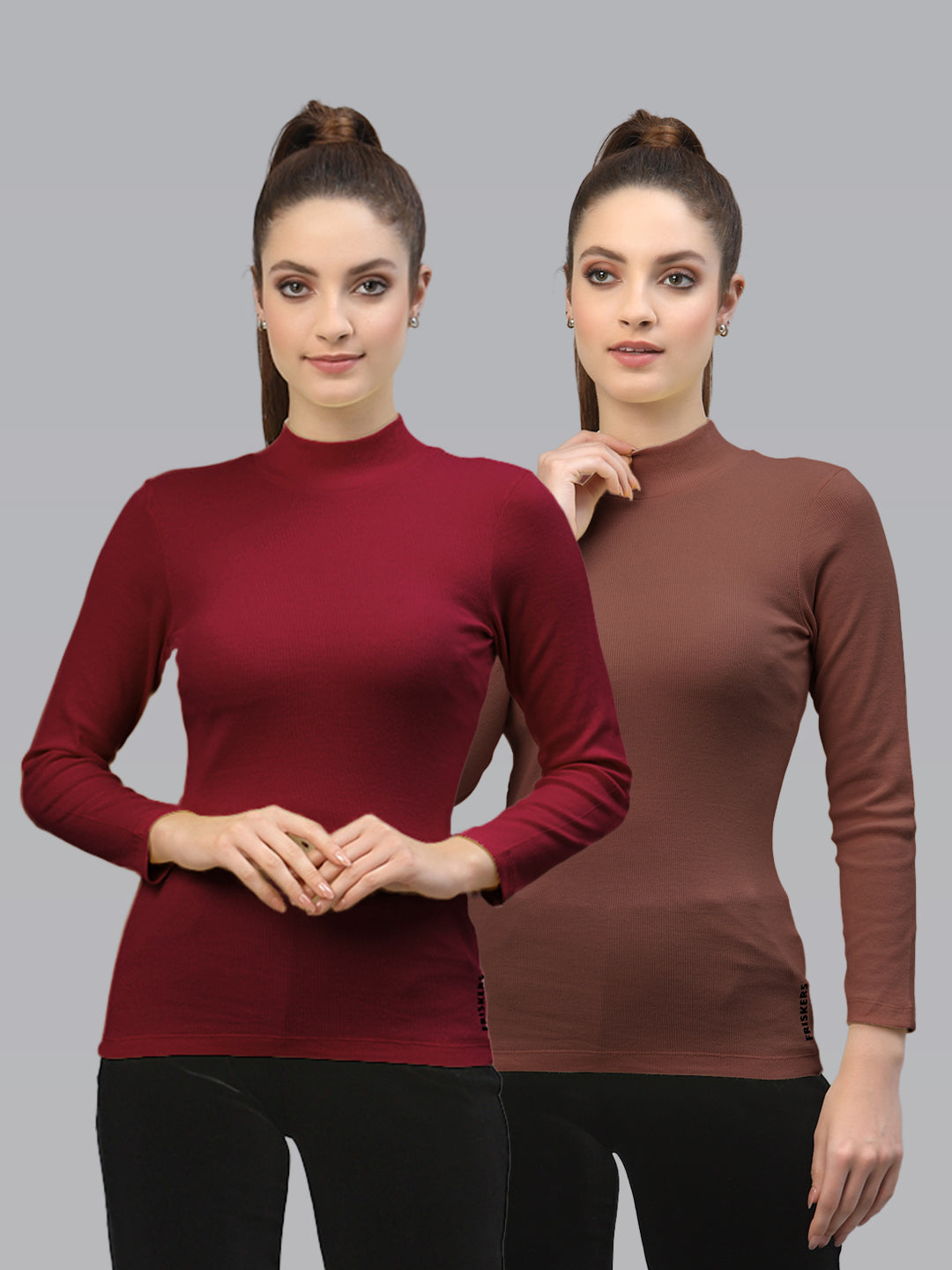 Women Pack Of 2 Full Sleeve Pure Cotton sustainable Top - Friskers