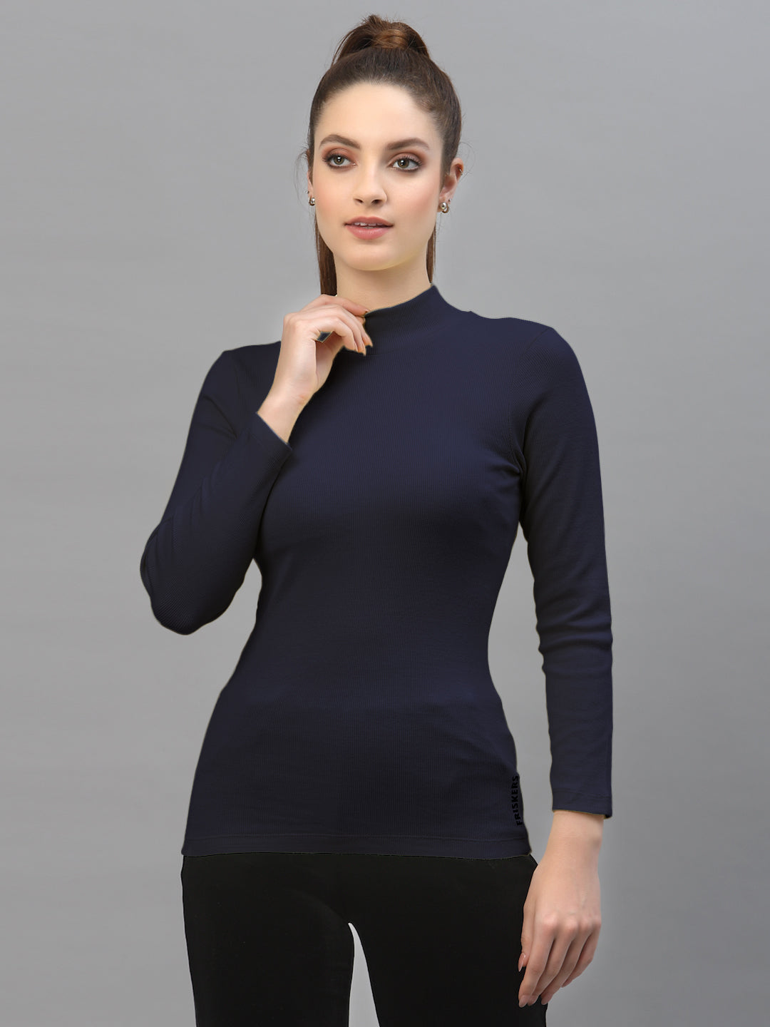 Women Pack Of 2 High Neck Full Sleeves Cotton Top - Friskers
