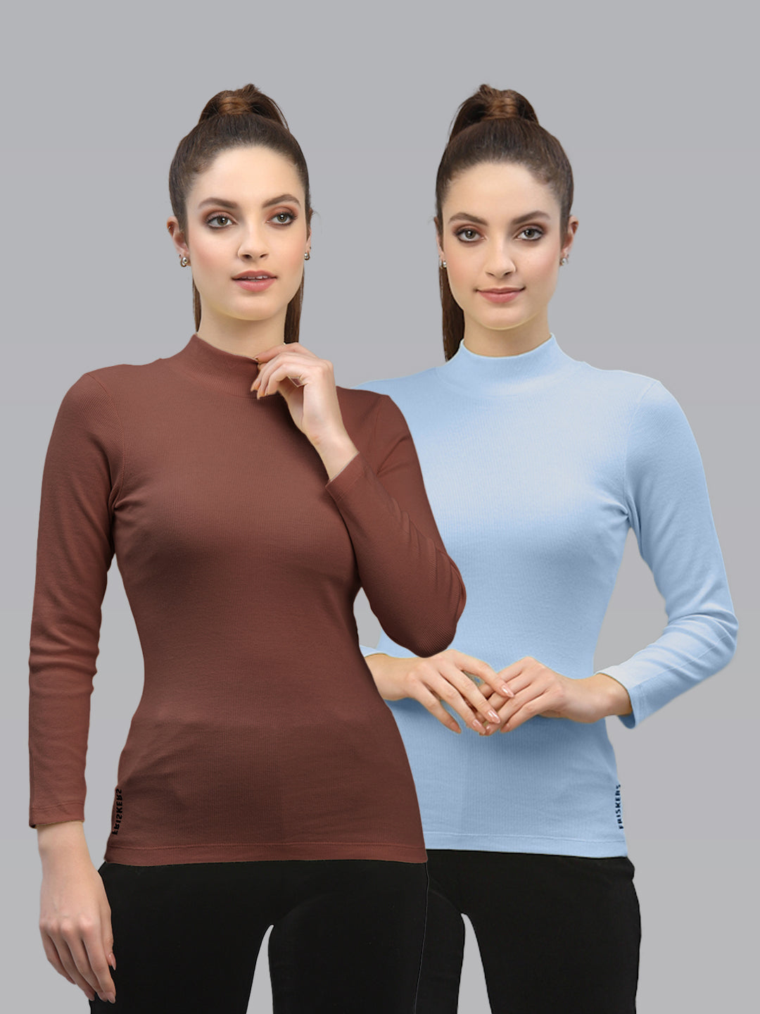 Women Pack Of 2 Solid Pure Cotton Top - Friskers