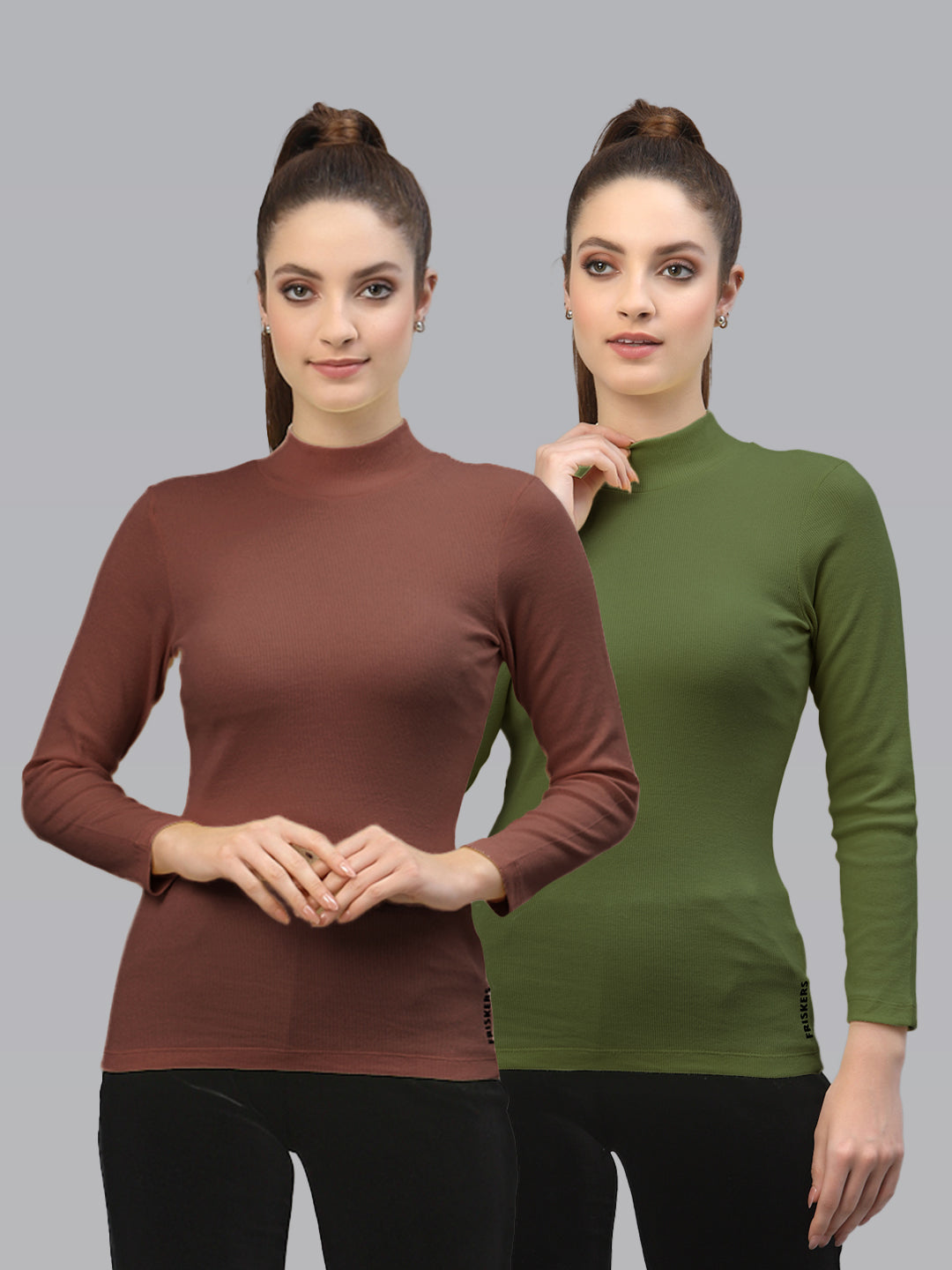 Women Pack Of 2 Solid Pure Cotton Top - Friskers