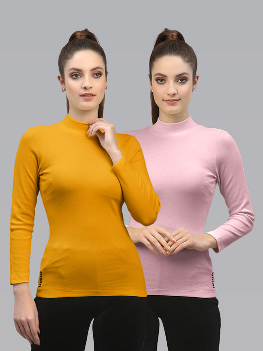 Women Pack Of 2 High Neck Solid Regular Top - Friskers