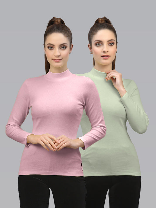 Women Pack Of 2 High Neck Solid Top - Friskers