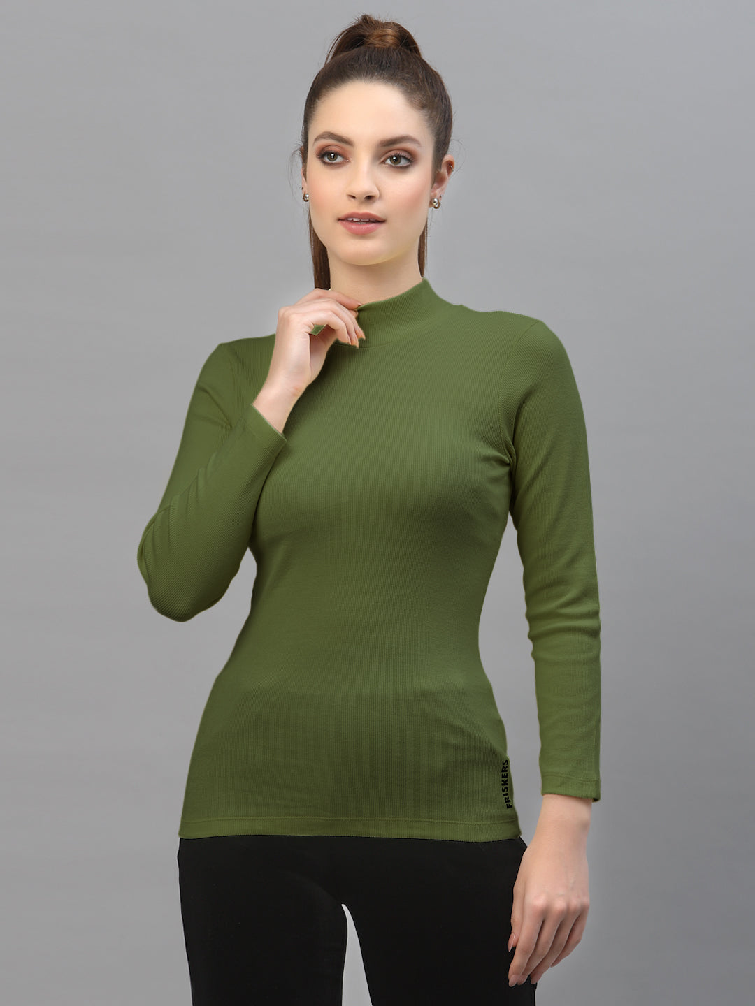 Women Pack Of 2 High Neck Solid Ribbed Top - Friskers