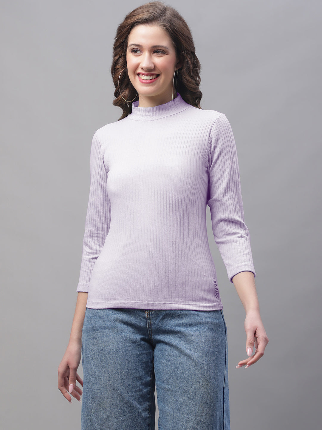 Friskers Women Solid Turtle Neck Full Sleeve Top - Friskers