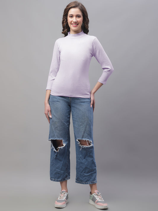 Friskers Women Solid Turtle Neck Full Sleeve Top - Friskers