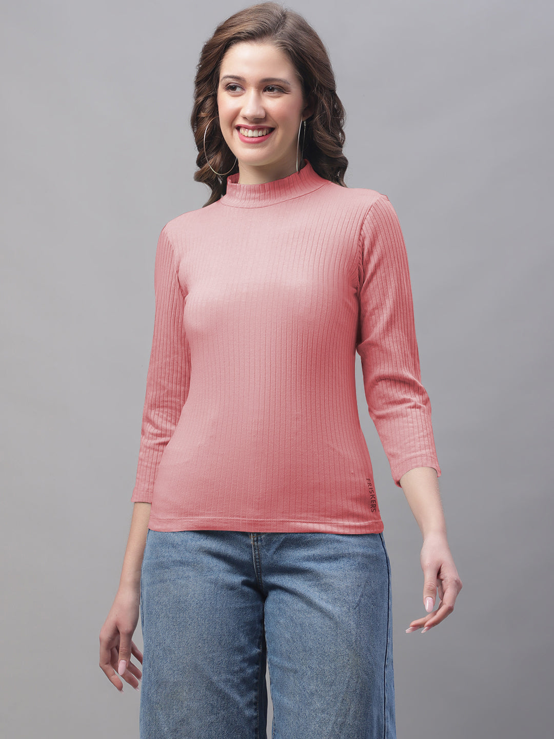 Friskers Women Solid Turtle Neck Full Sleeve Top - Friskers