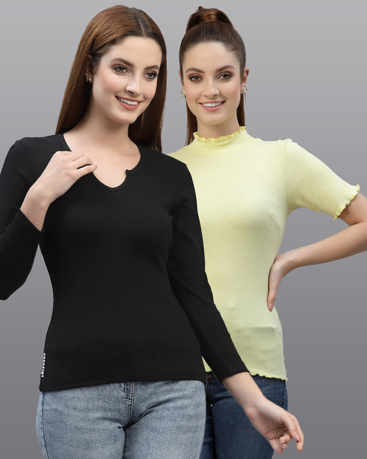 Women Pack Of 2 Pure Cotton Top - Friskers