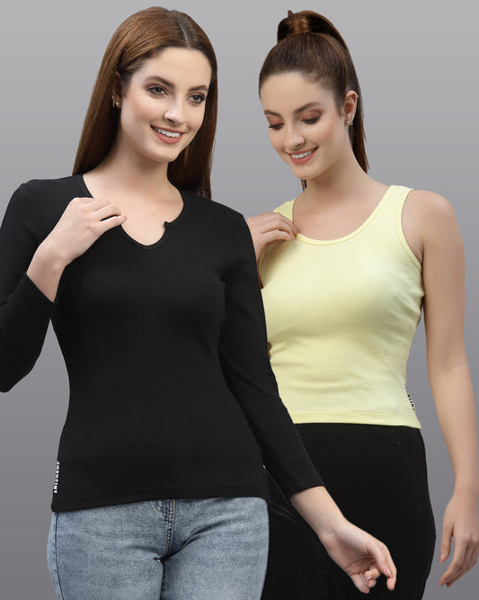 Women Pack Of 2 Pure Cotton Top - Friskers