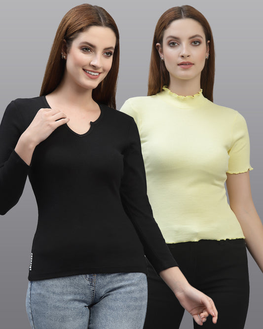 Women Pack Of 2 Pure Cotton Top - Friskers