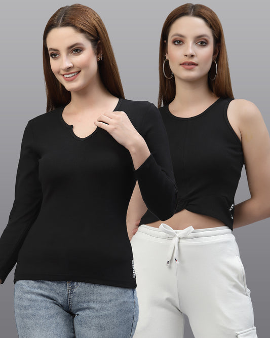 Women Pack Of 2 Pure Cotton Top - Friskers