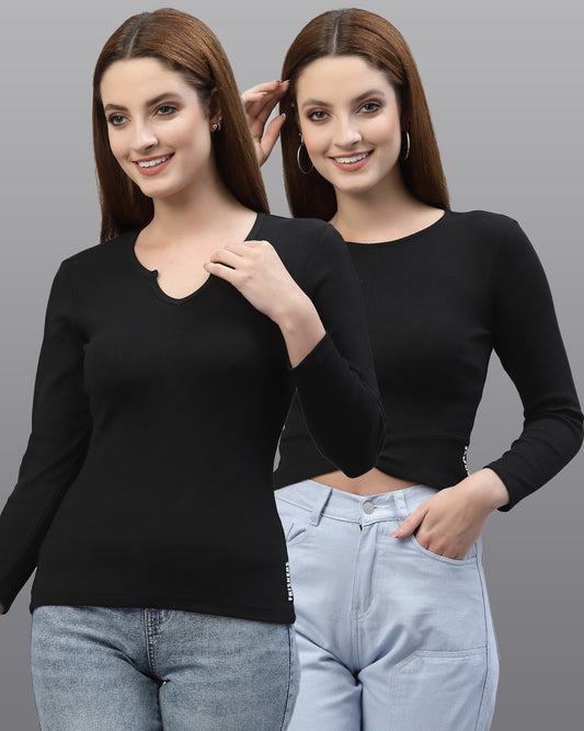 Women Pack Of 2 Pure Cotton Top - Friskers