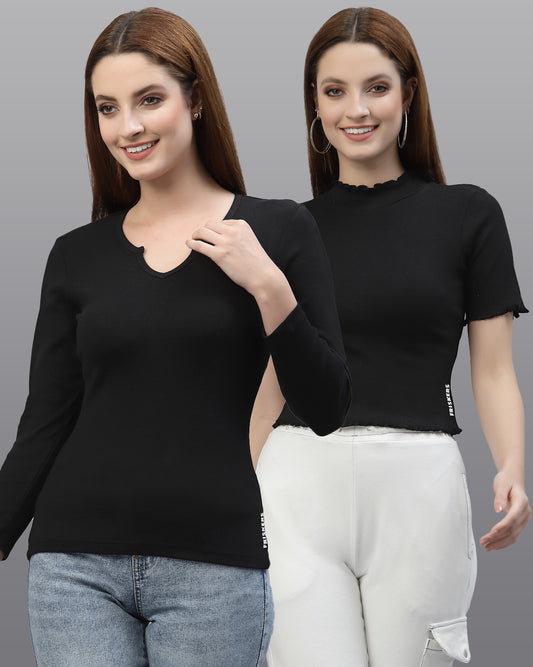 Women Pack Of 2 Pure Cotton Top - Friskers