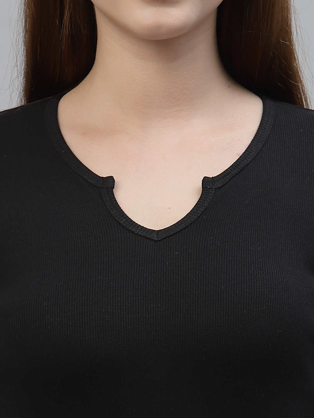 Women's Low Cut V-Neck Ruffled Long Sleeve Top - Friskers