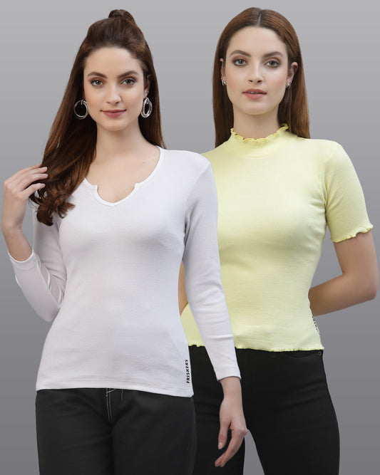 Women Pack Of 2 Pure Cotton Top - Friskers