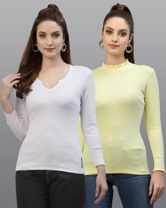 Women Pack Of 2 Pure Cotton Top - Friskers