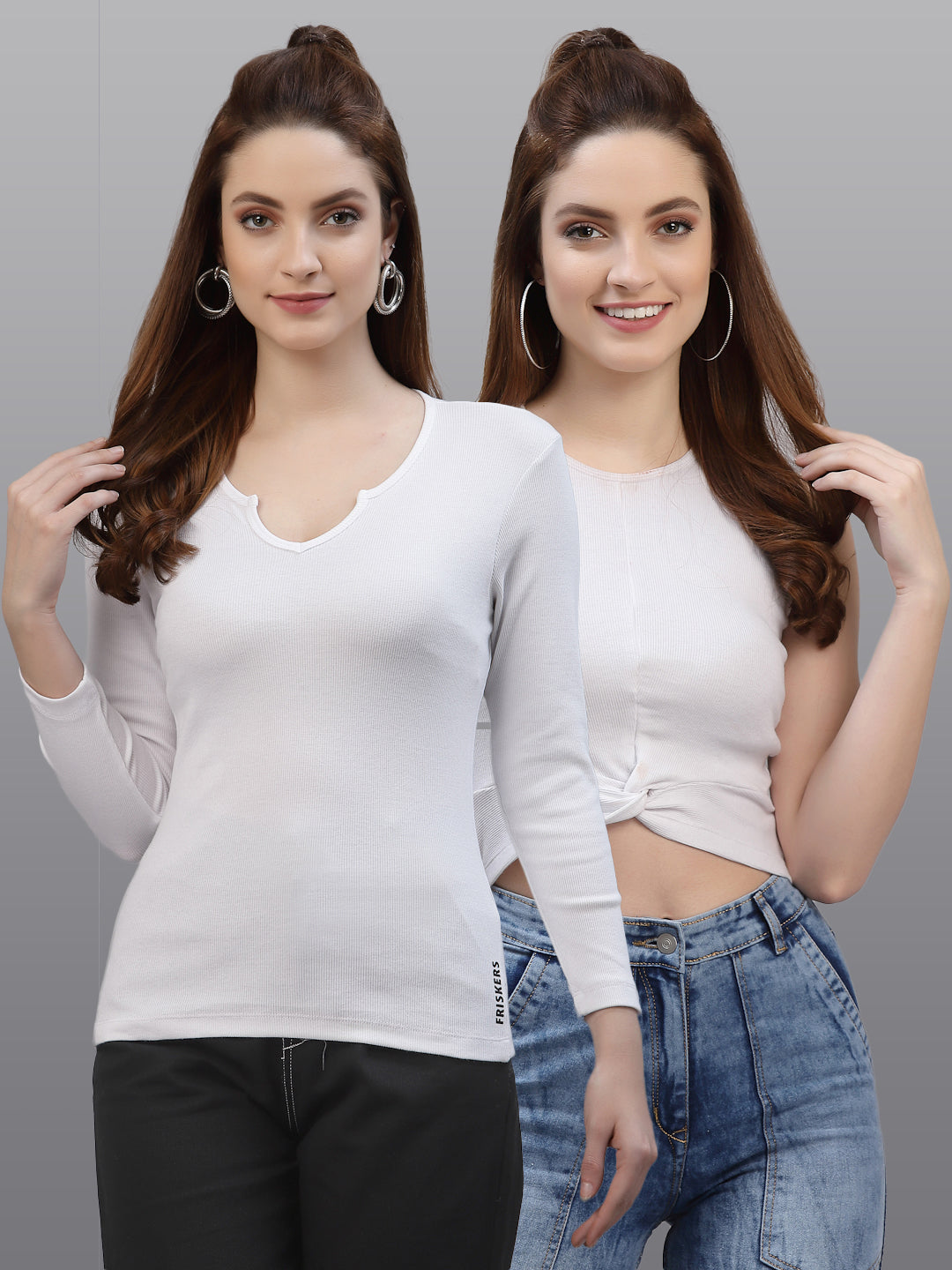 Women Pack Of 2 Pure Cotton Top - Friskers