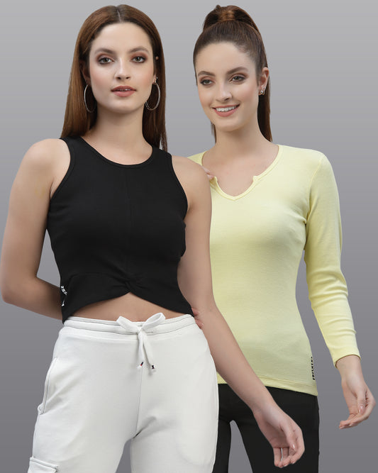 Women Pack Of 2 Pure Cotton Top - Friskers