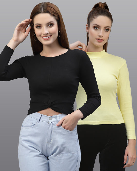 Women Pack Of 2 Pure Cotton Solid Top - Friskers
