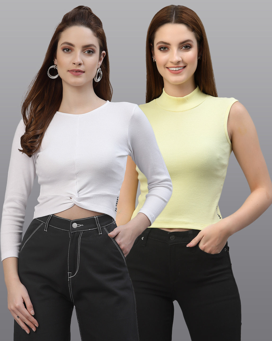 Women Pack Of 2 Pure Cotton Solid Top - Friskers