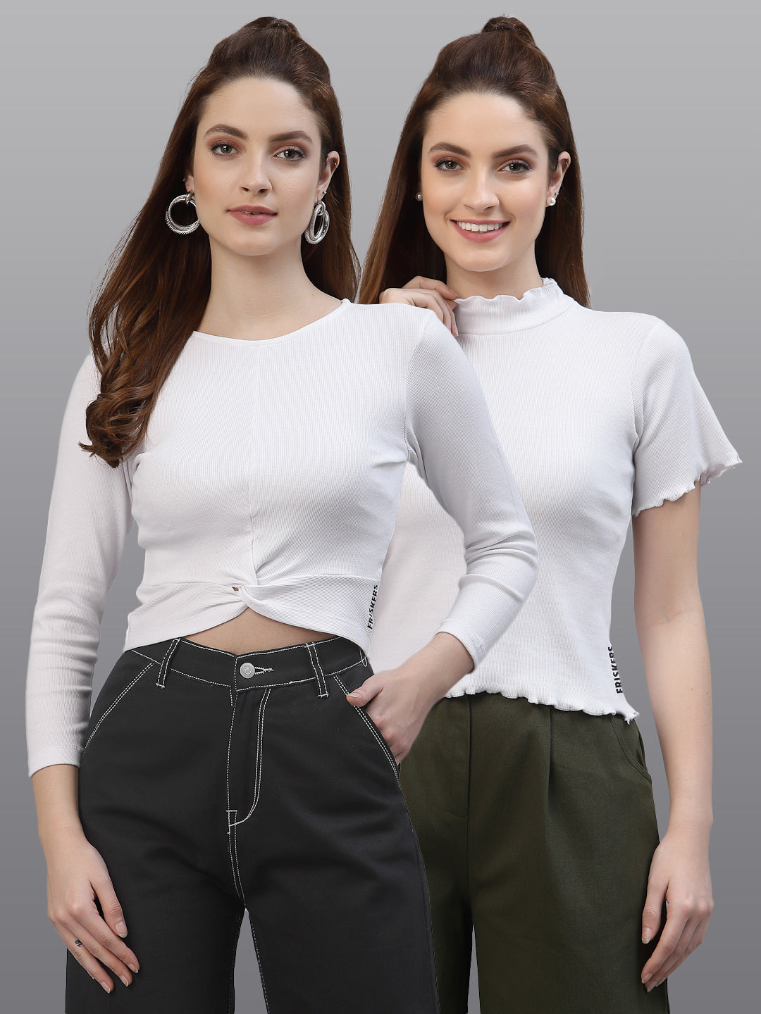 Women Pack Of 2 Pure Cotton Solid Top - Friskers