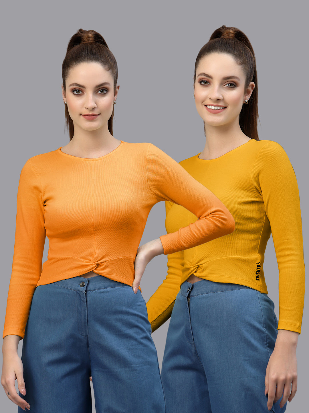 Women Pack Of 2 Ribbed Pure Cotton Crop Top - Friskers