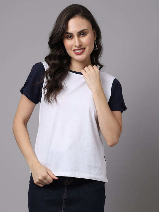 Women Multicolor Slit Sleeves Pure Cotton T-Shirt - Friskers