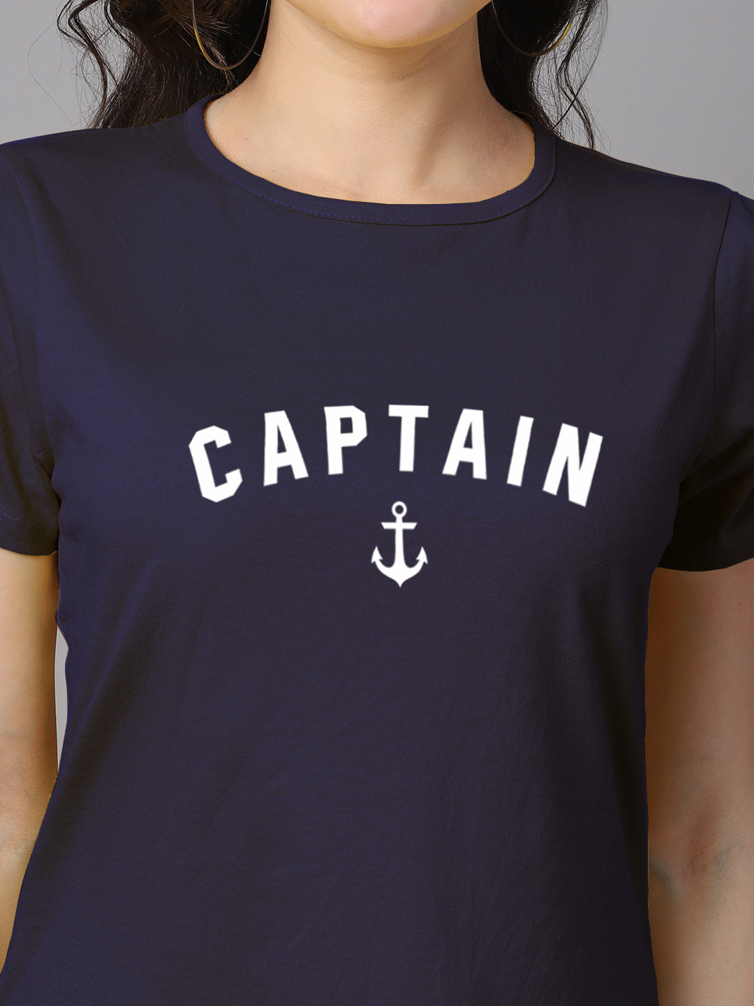 Women Slit Sleeves Captain Printed Pure Cotton T-Shirt - Friskers