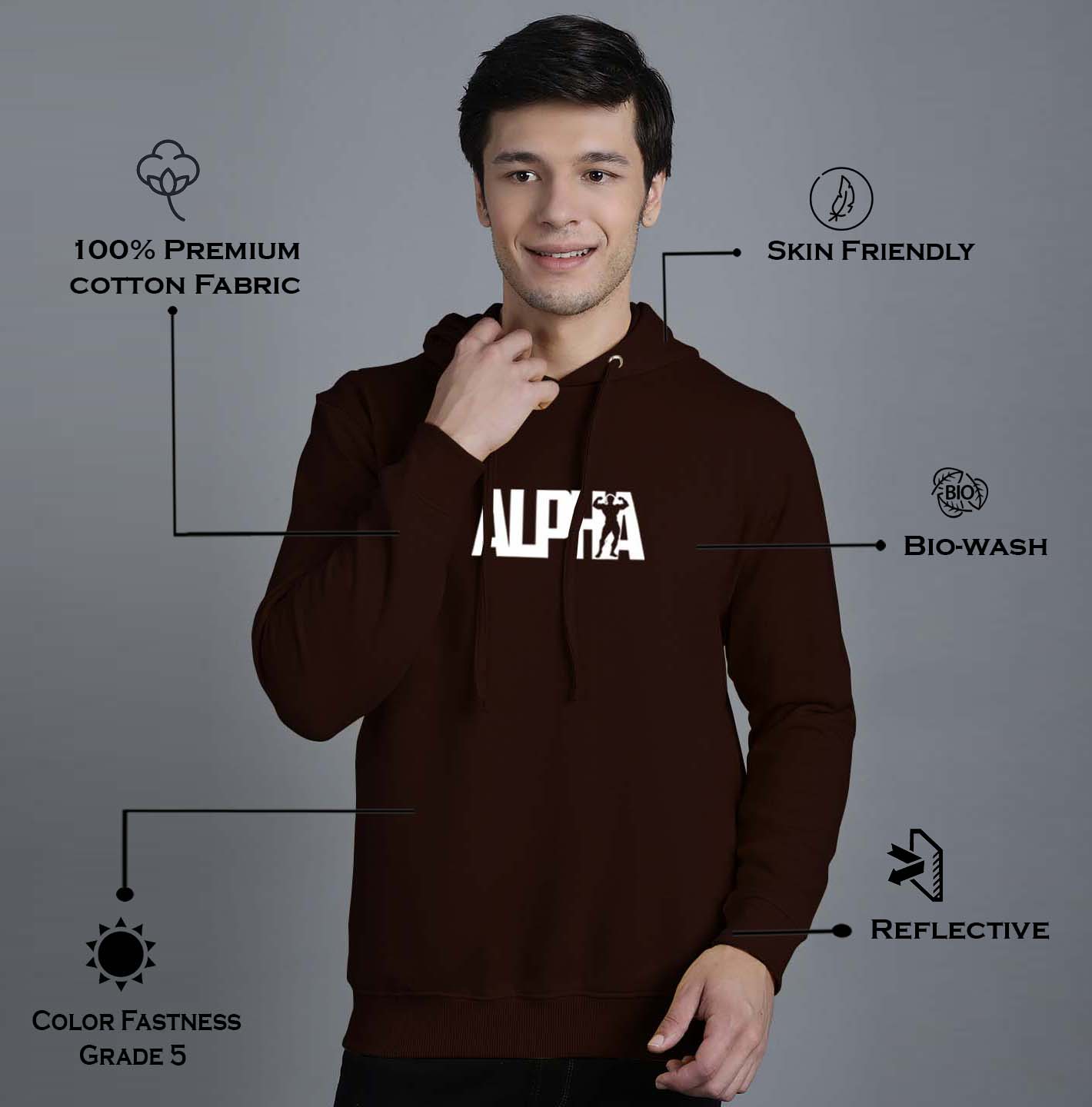Men's Alpha Full Sleeves Hoody T-Shirt - Friskers