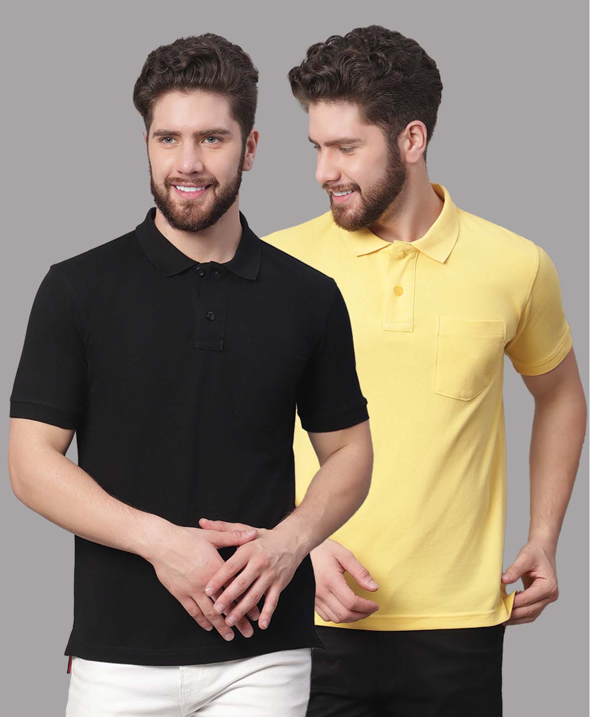 Men's Pack Of 2 Half Sleeves Solid Polo T-shirt - Friskers