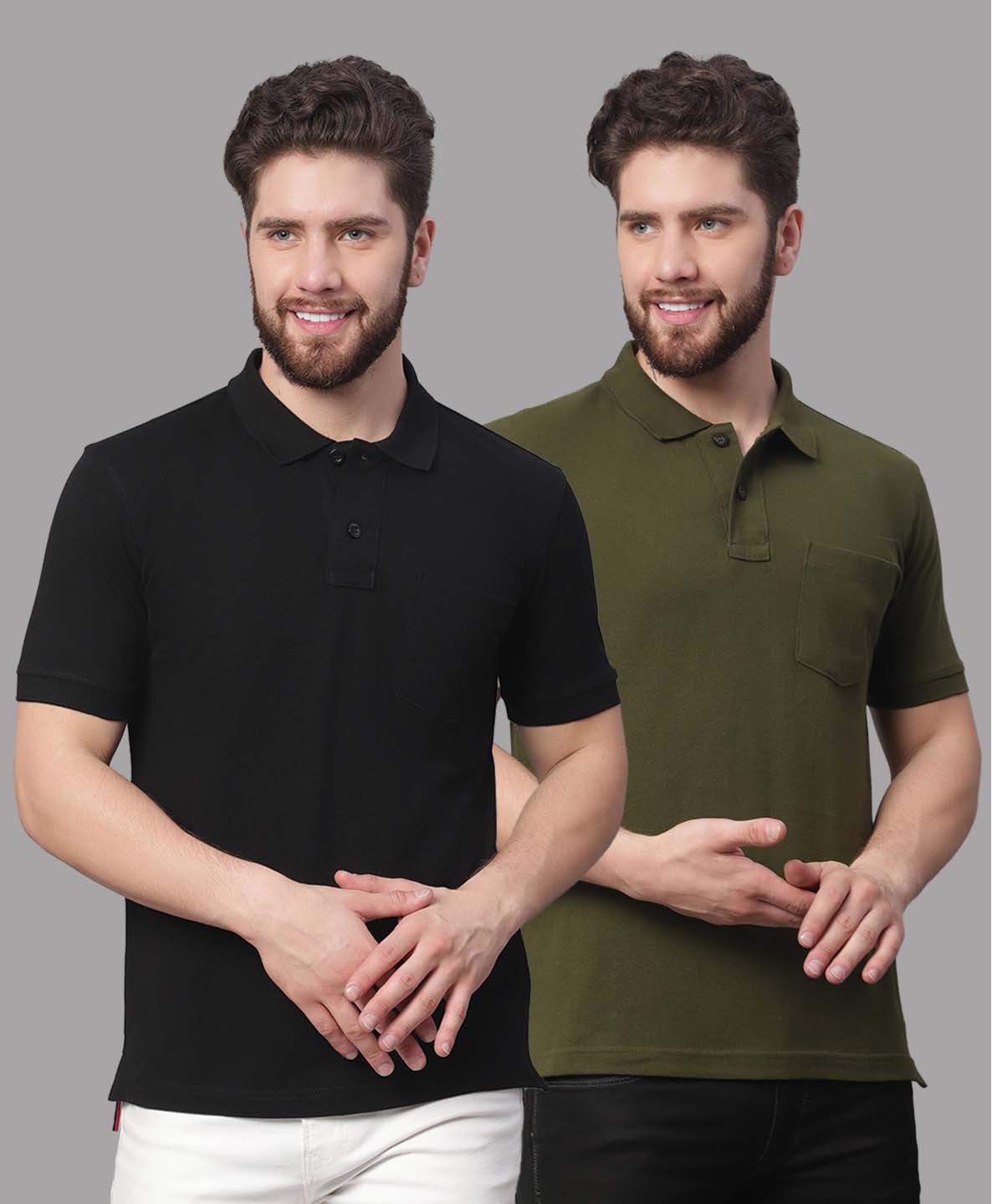 Men's Pack Of 2 Half Sleeves Solid Polo T-shirt - Friskers