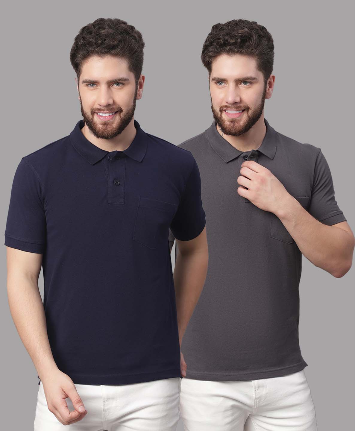 Men's Pack Of 2 Half Sleeves Solid Polo T-shirt - Friskers