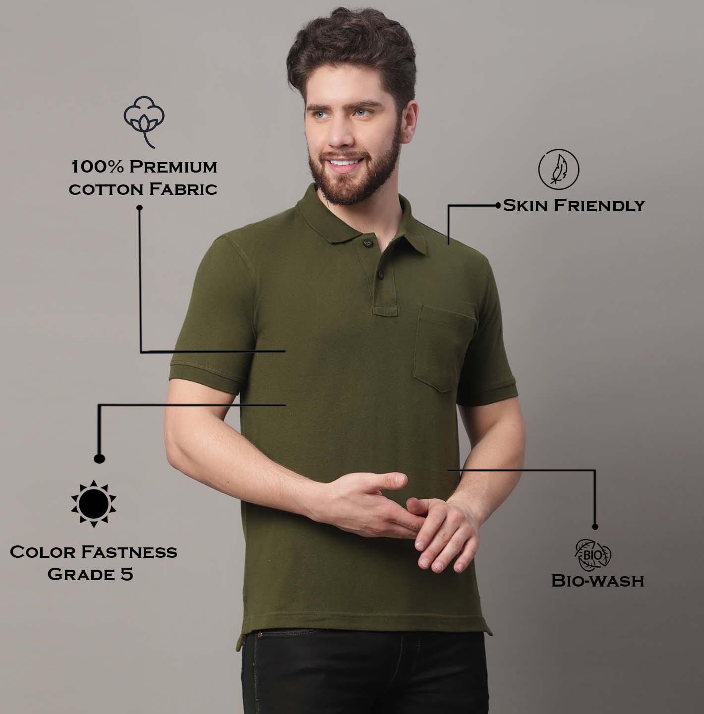 Men's Half Sleeves Solid Polo T-shirt - Friskers