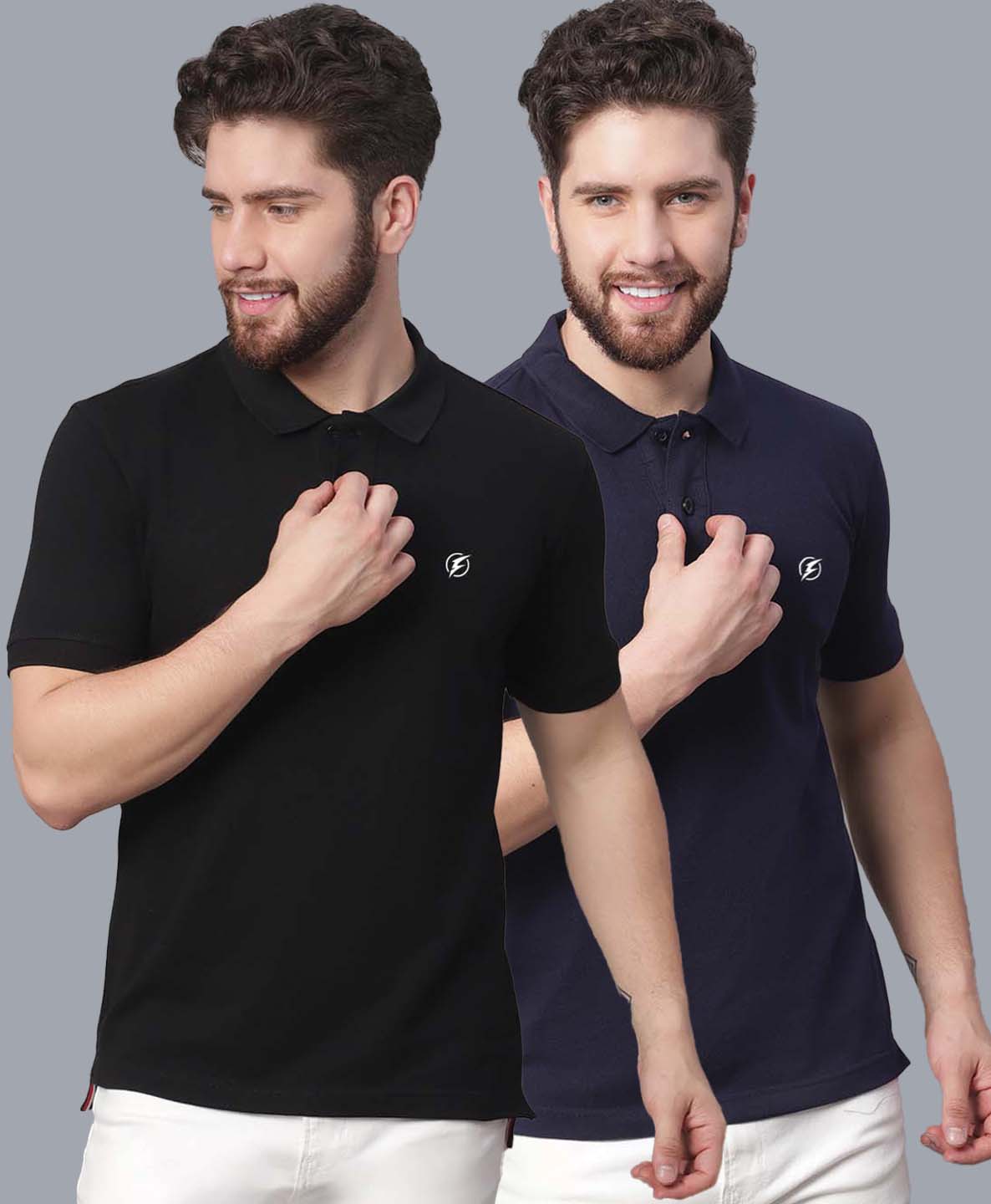 Men's Pack Of 2 Half Sleeves Solid Polo T-shirt - Friskers