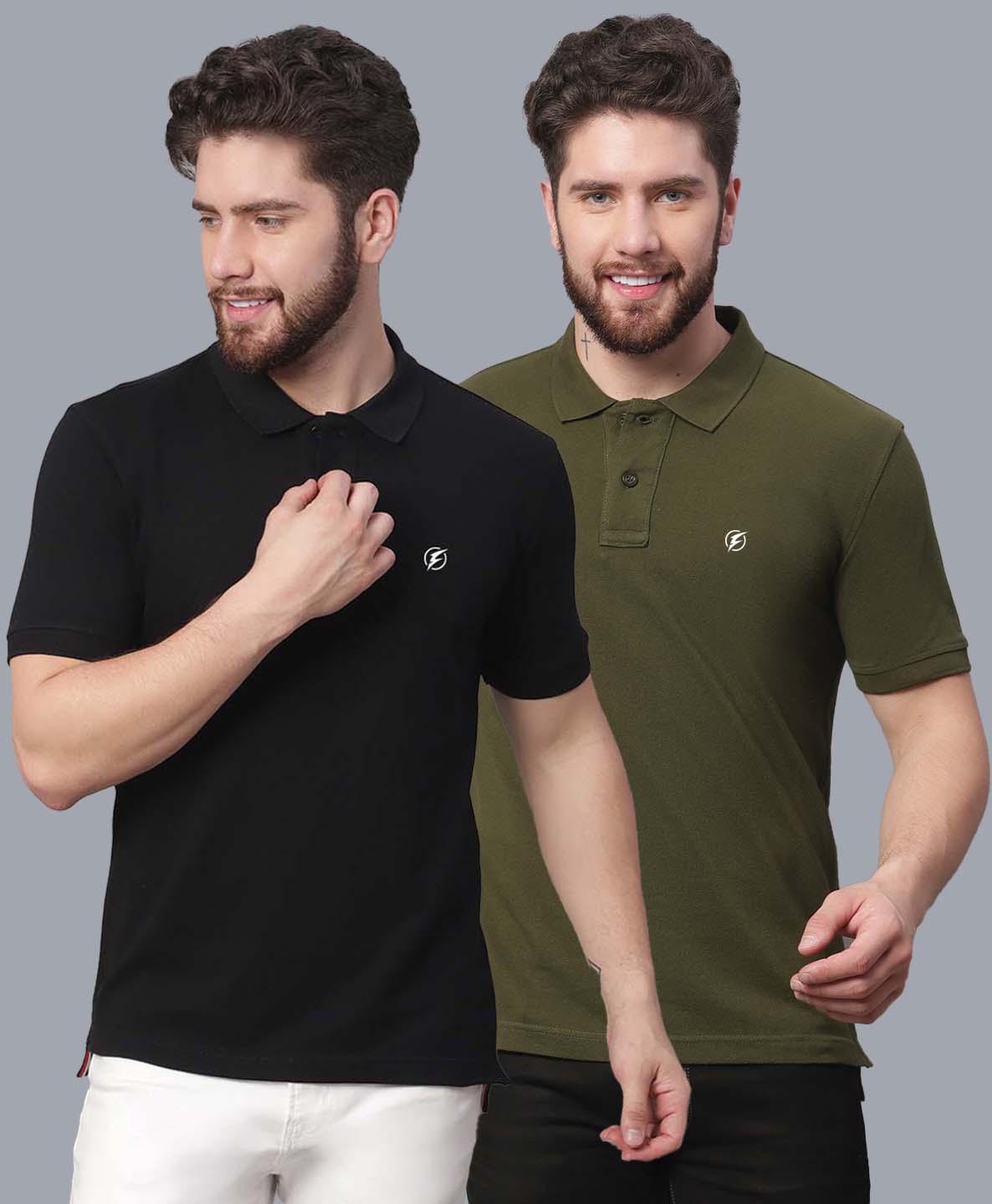 Men's Pack Of 2 Half Sleeves Solid Polo T-shirt - Friskers